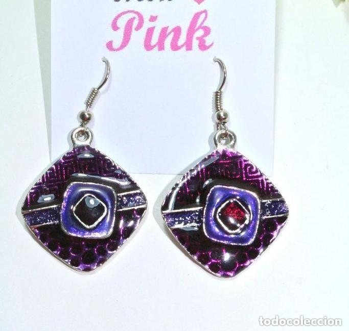 Joyeria: Pendientes color morado, A&ntilde;o 2000, Nuevos - Foto 1