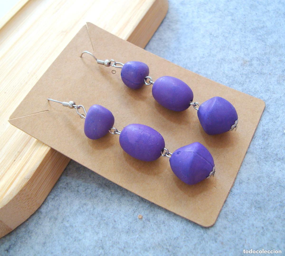 Joyeria: Pendientes vintage largos color morado, A&ntilde;os 90's, Nuevos