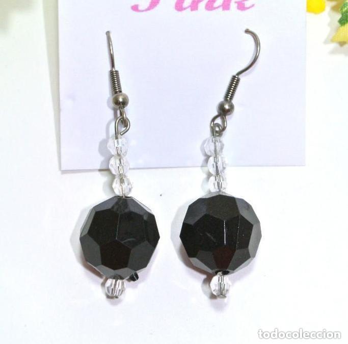 Schmuck: Pendientes vintage largos color cristalino y negro, A&ntilde;o 2000, Nuevos
