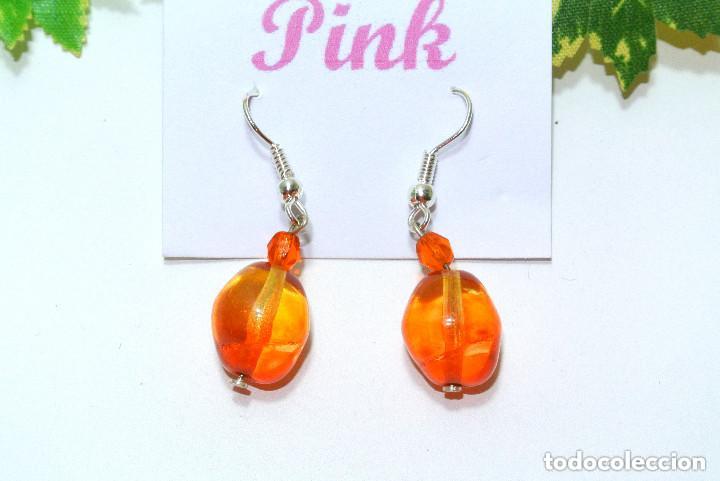 Schmuck: Pendientes vintage de cristal color naranja, A&ntilde;o 2000, Nuevos