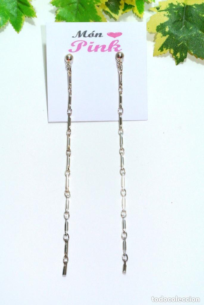 Joyeria: Pendientes largos con ba&ntilde;o de plata, A&ntilde;o 2000, Nuevos - Foto 1