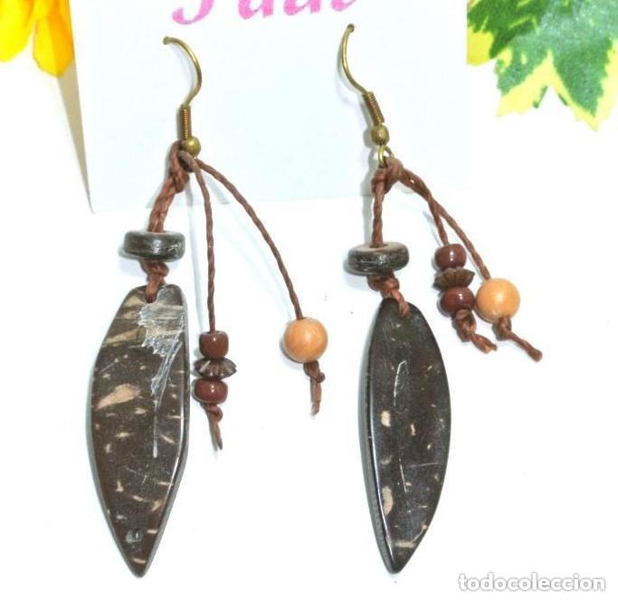 Joyeria: Pendientes bohemios de madera de coco, A&ntilde;o 2000, Nuevos - Foto 1