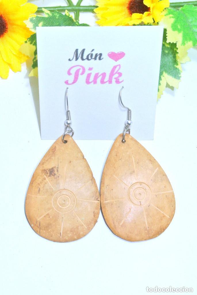Joyeria: Pendientes bohemios largos de madera, A&ntilde;o 2000, Nuevos - Foto 1