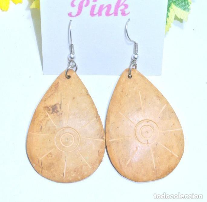 Joyeria: Pendientes bohemios largos de madera, A&ntilde;o 2000, Nuevos - Foto 2