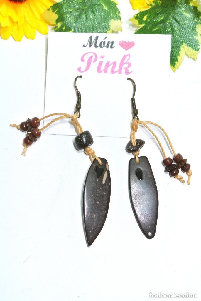 Joyeria: Pendientes bohemios tablas de surf de madera de coco, A&ntilde;o 2000, Nuevos - Foto 1