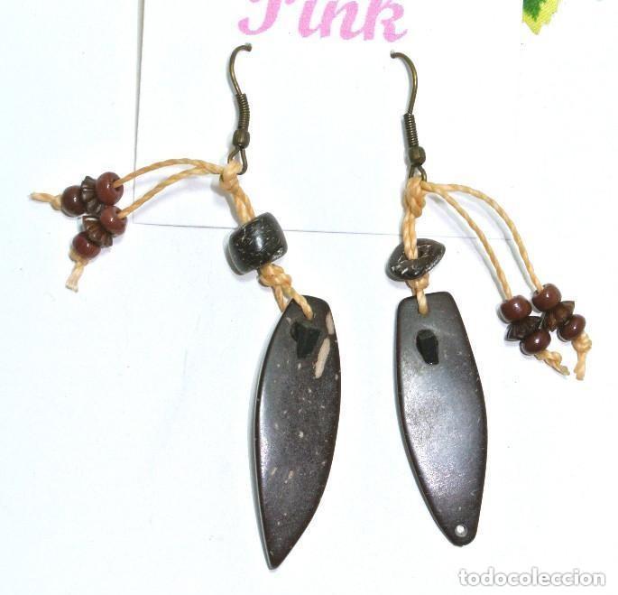 Joyeria: Pendientes bohemios tablas de surf de madera de coco, A&ntilde;o 2000, Nuevos - Foto 2