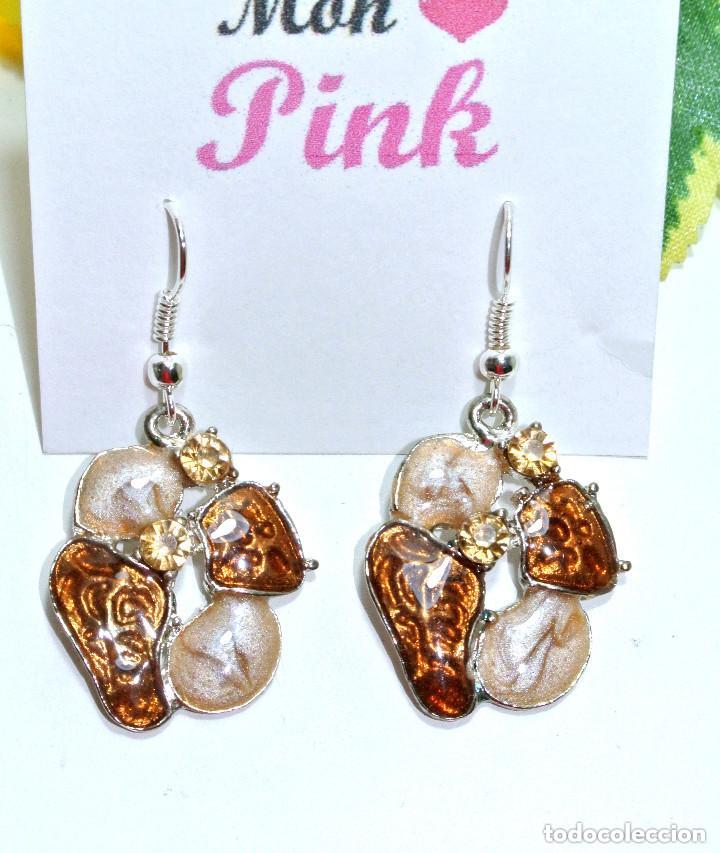 Joyeria: Pendientes color marr&oacute;n combinado, A&ntilde;o 2000, Nuevos - Foto 1