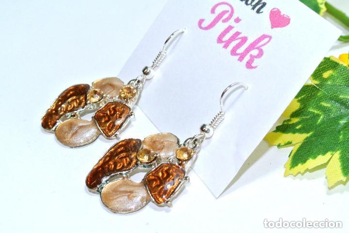 Joyeria: Pendientes color marr&oacute;n combinado, A&ntilde;o 2000, Nuevos - Foto 2