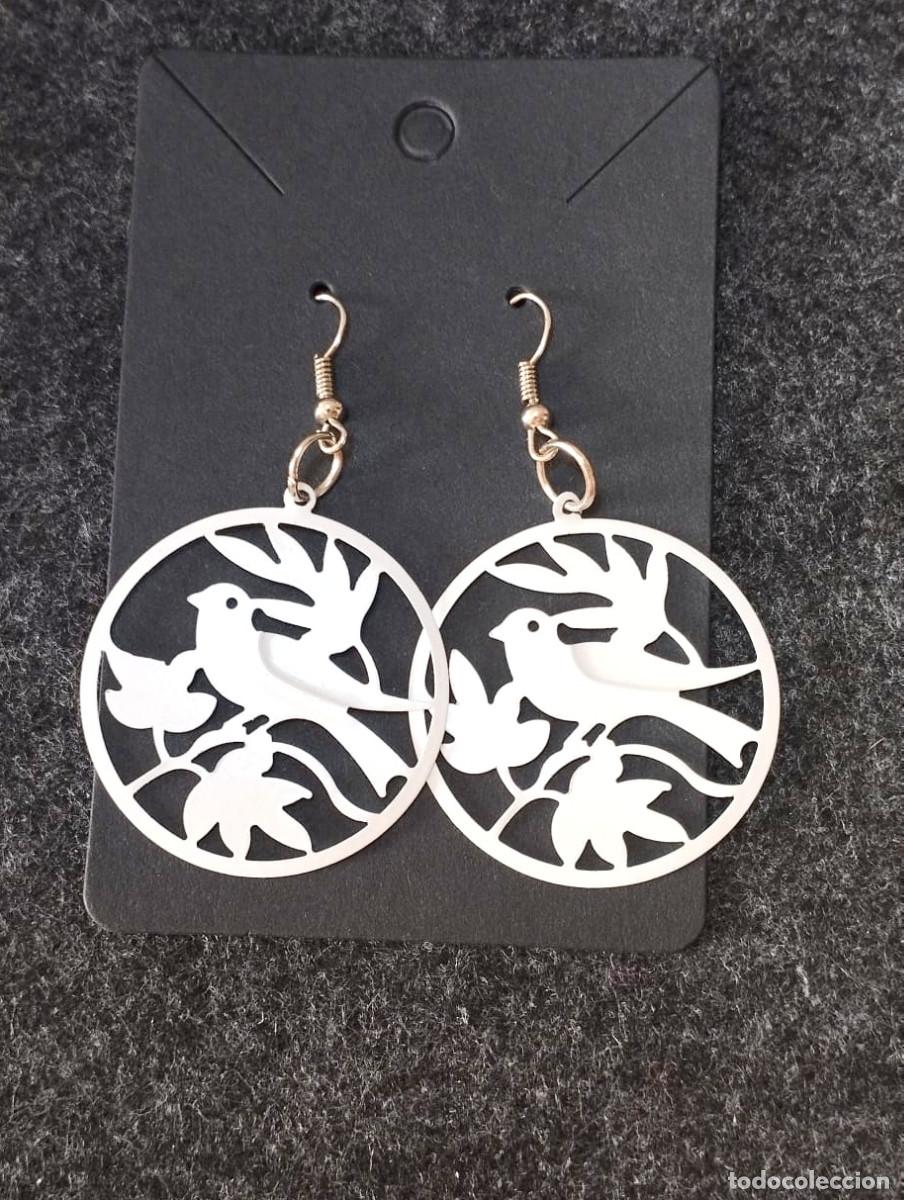 Joyeria: Pendientes color blanco con p&aacute;jaro, A&ntilde;o 2000, nuevos - Foto 1