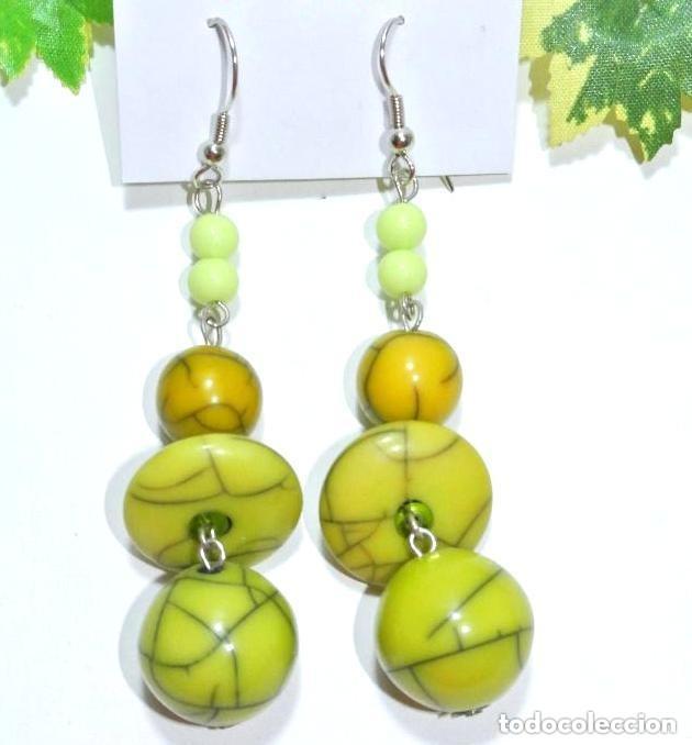 Joyeria: Pendientes largos color verde, A&ntilde;o 2000, Nuevos - Foto 1