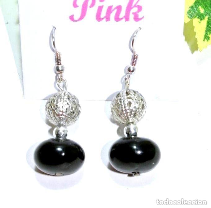 Joyeria: Pendientes color plata y negro, A&ntilde;o 2000, Nuevos - Foto 1