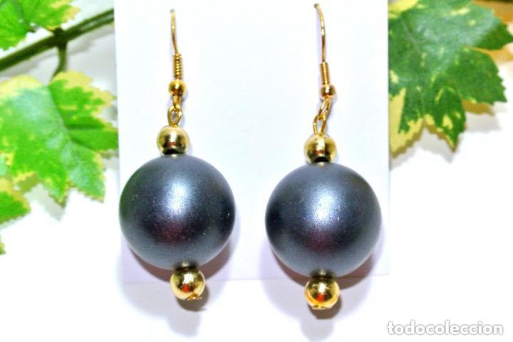 Joyeria: Pendientes perlon azul gris, A&ntilde;o 2000, Nuevos - Foto 1