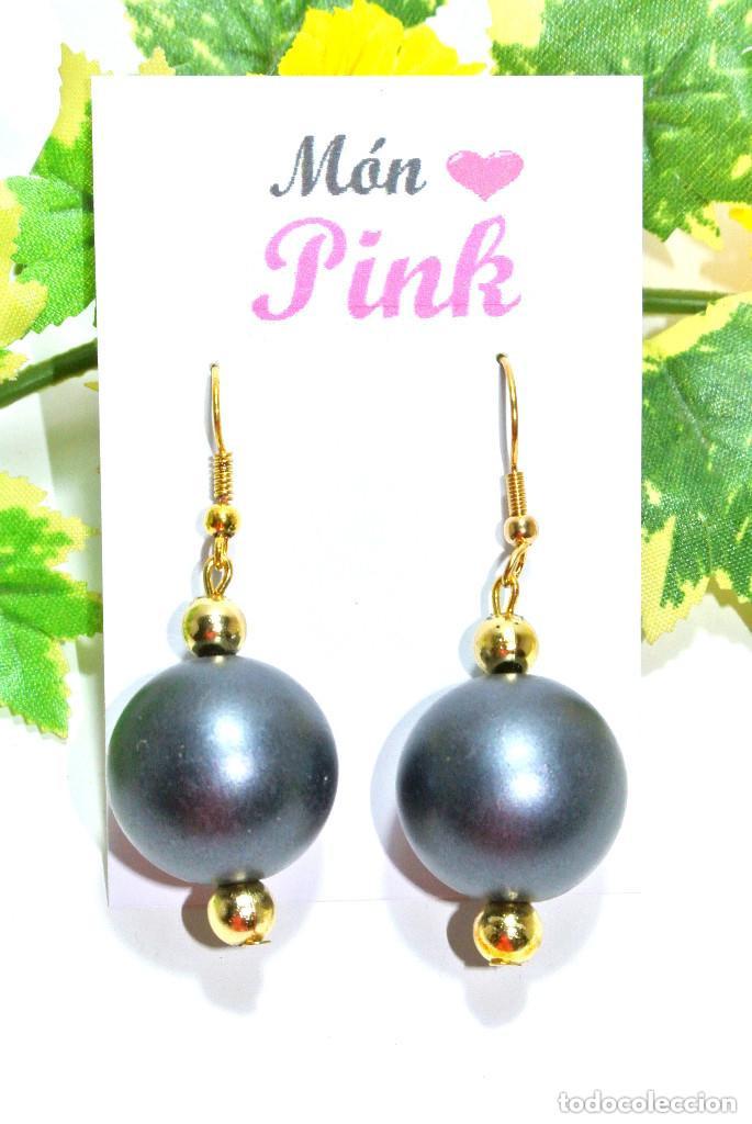 Joyeria: Pendientes perlon azul gris, A&ntilde;o 2000, Nuevos - Foto 2