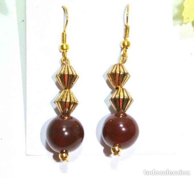 Joyeria: Pendientes color marr&oacute;n y oro, A&ntilde;o 2000, Nuevos - Foto 1