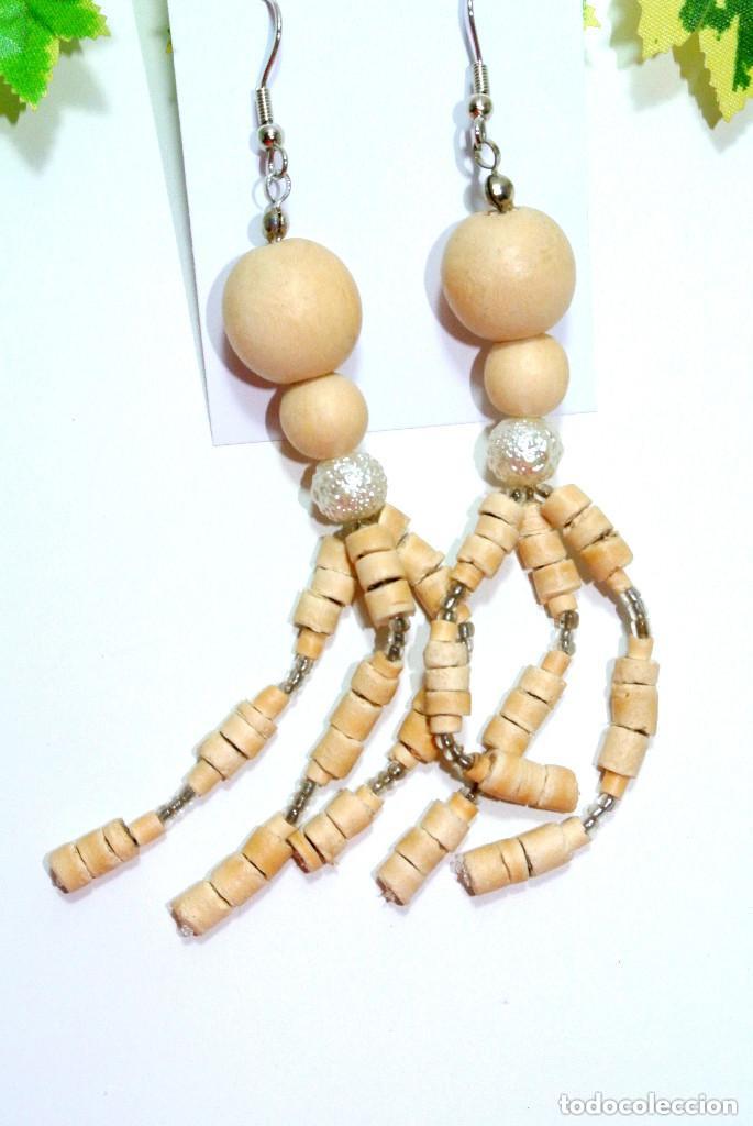 Joyeria: Pendientes bohemios largos de madera, A&ntilde;o 2000, Nuevos - Foto 1