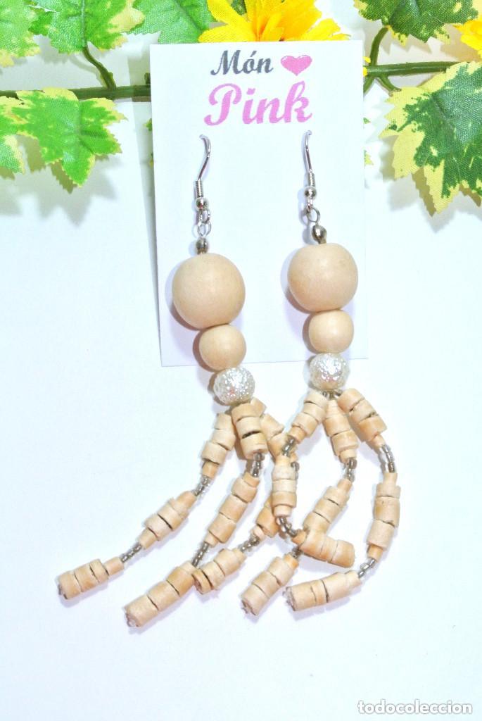 Joyeria: Pendientes bohemios largos de madera, A&ntilde;o 2000, Nuevos - Foto 2