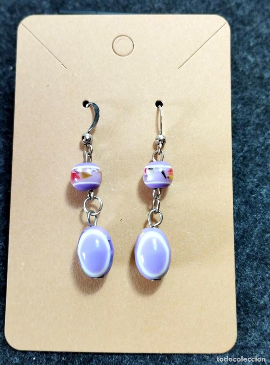Joyeria: Pendientes largos color morado, A&ntilde;o 2000, Nuevos - Foto 1