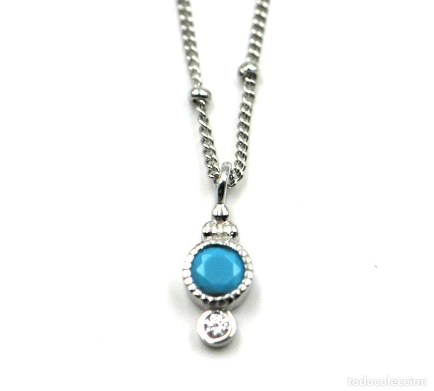 Joyeria: Gargantilla chat&oacute;n turquesa, Plata Ley, 45cm - Foto 2