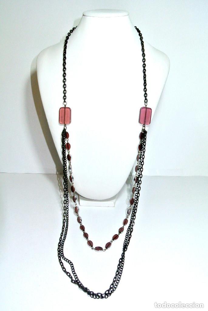 Joyeria: Collar largo color negro y morado, A&ntilde;o 2000, Nuevo - Foto 1
