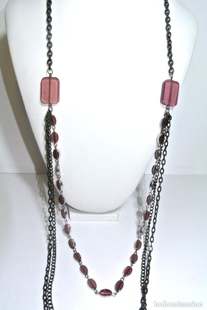 Joyeria: Collar largo color negro y morado, A&ntilde;o 2000, Nuevo - Foto 2