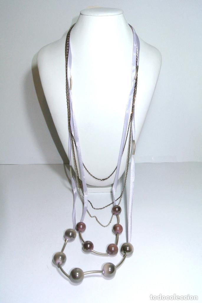 Joyeria: Collar largo color morado y plata, A&ntilde;o 2000, Nuevo - Foto 1