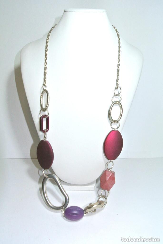 Joyeria: Collar largo color morado y plata combinado, A&ntilde;o 2000, Nuevo - Foto 1