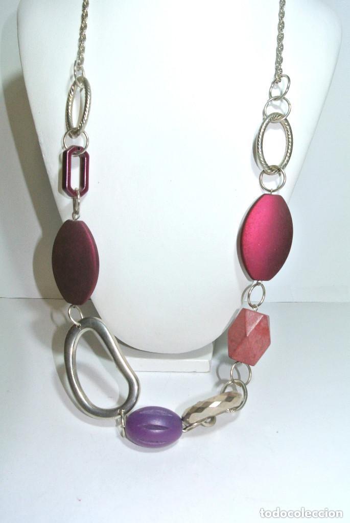 Joyeria: Collar largo color morado y plata combinado, A&ntilde;o 2000, Nuevo - Foto 2