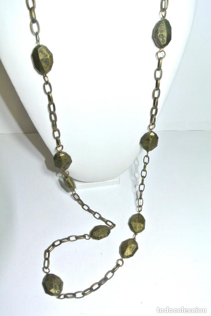 Joyeria: Collar largo color oro y verde, A&ntilde;o 2000, Nuevo - Foto 2