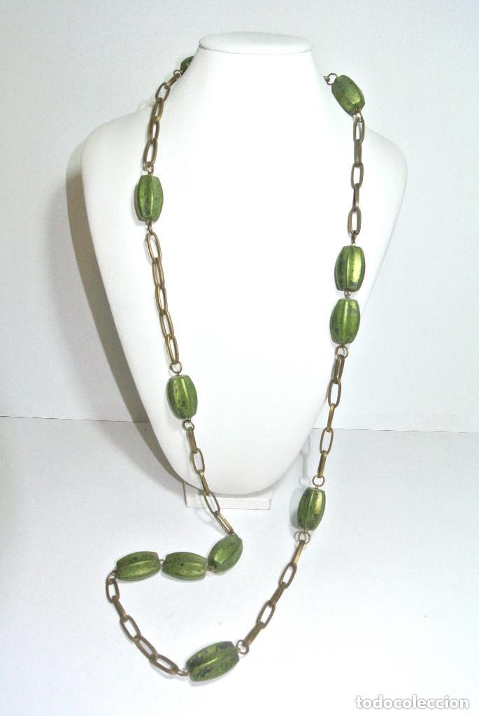 Joyeria: Collar largo color verde y oro, A&ntilde;o 2000, Nuevo - Foto 1