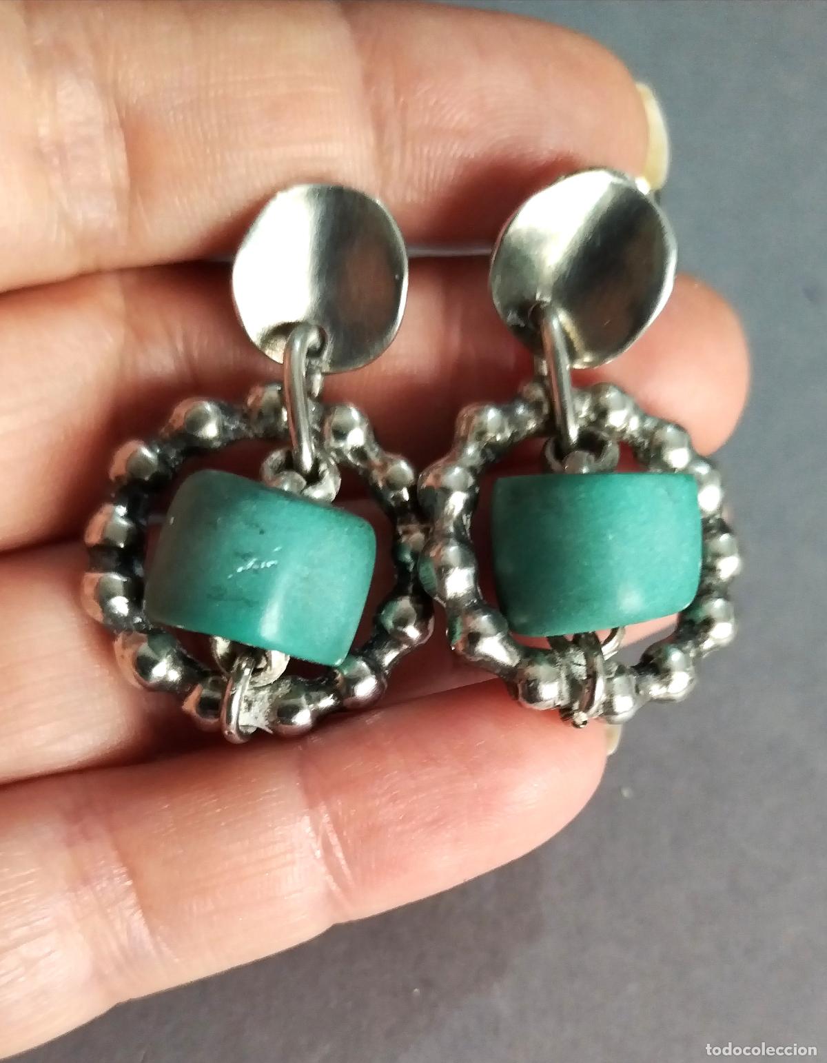 Joyeria: Pendientes plateados con piedra azul. - Foto 1
