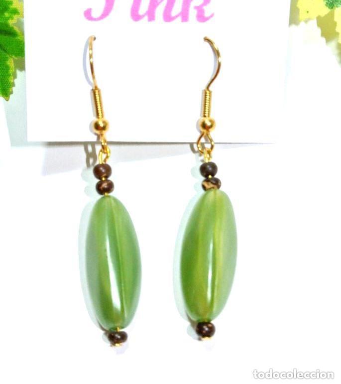 Joyeria: Pendientes color verde y marr&oacute;n, A&ntilde;o 2000, Nuevos - Foto 1