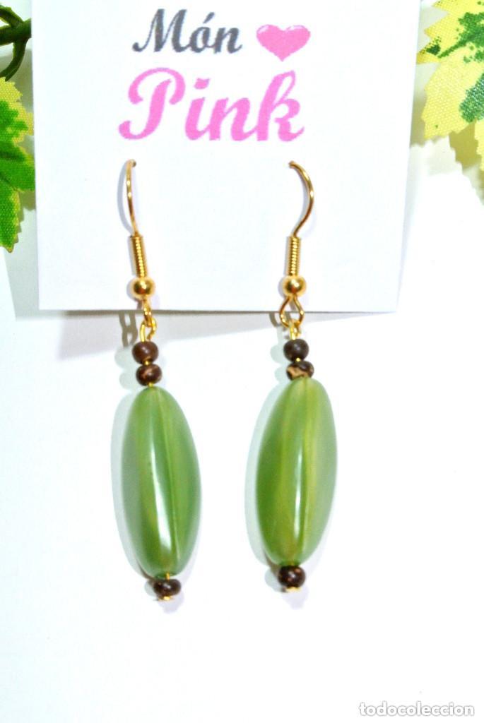 Joyeria: Pendientes color verde y marr&oacute;n, A&ntilde;o 2000, Nuevos - Foto 2