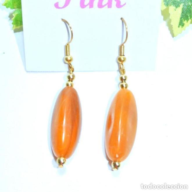 Joyeria: Pendientes color naranja y oro, A&ntilde;o 2000, Nuevos - Foto 1