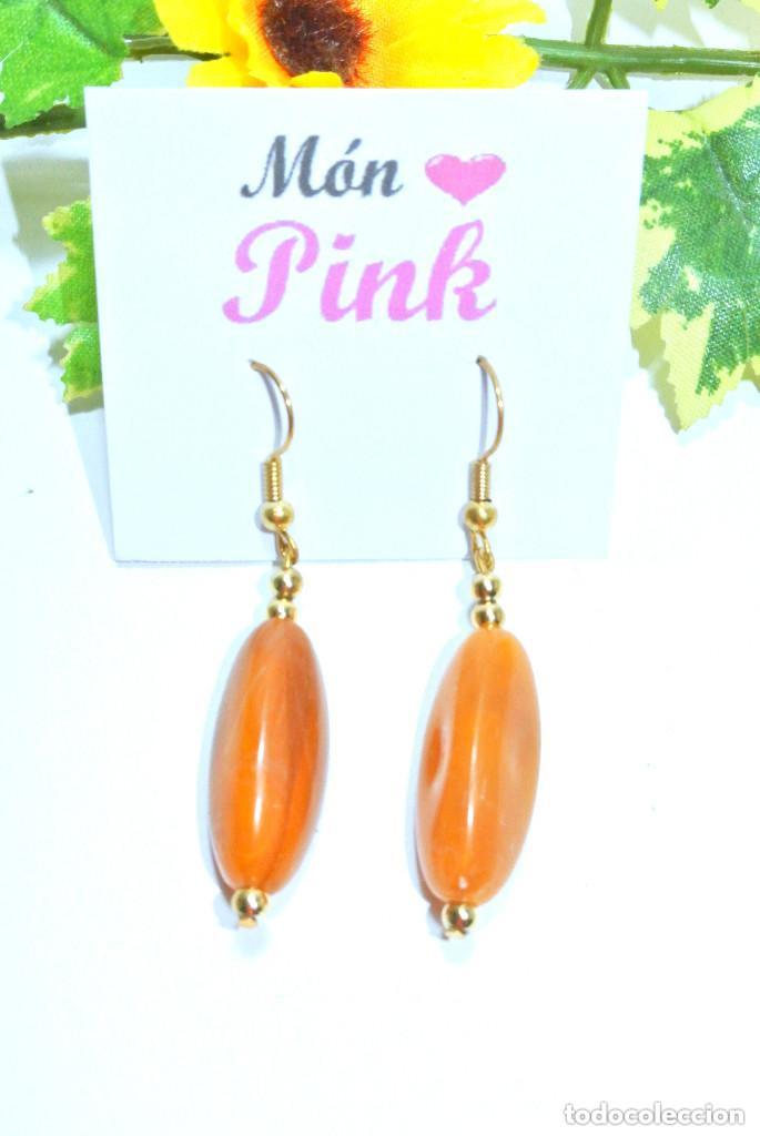 Joyeria: Pendientes color naranja y oro, A&ntilde;o 2000, Nuevos - Foto 2