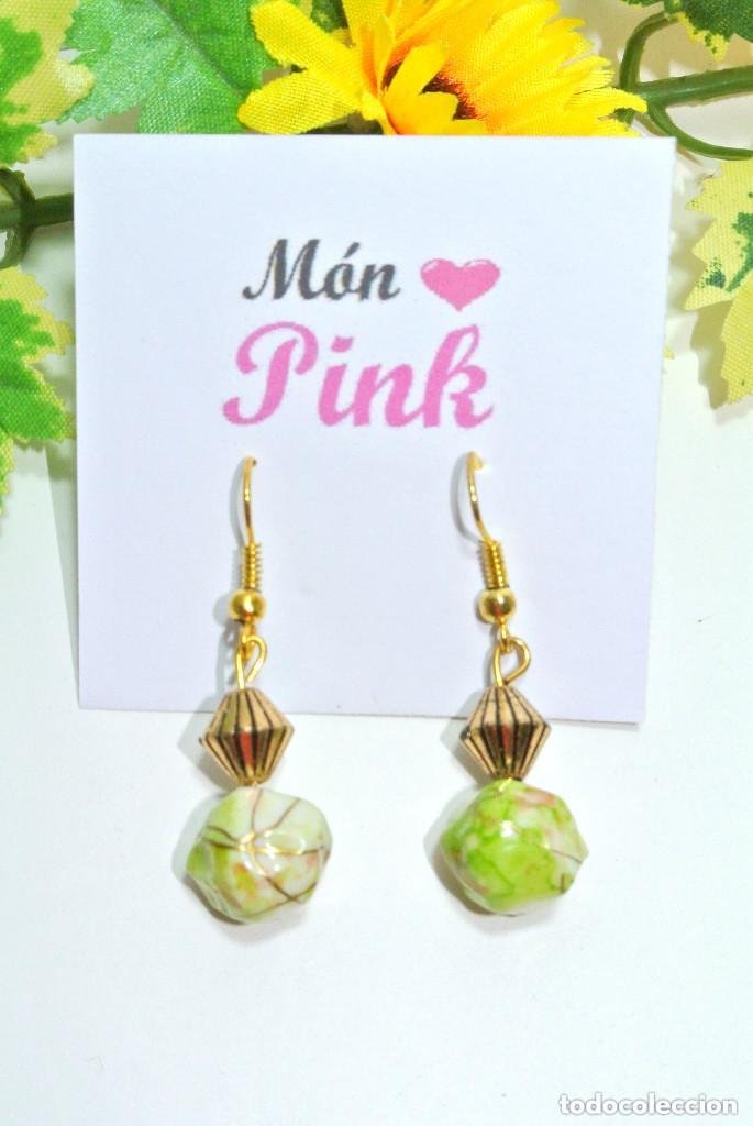 Joyeria: Pendientes color verde y oro, A&ntilde;o 2000, Nuevos - Foto 2