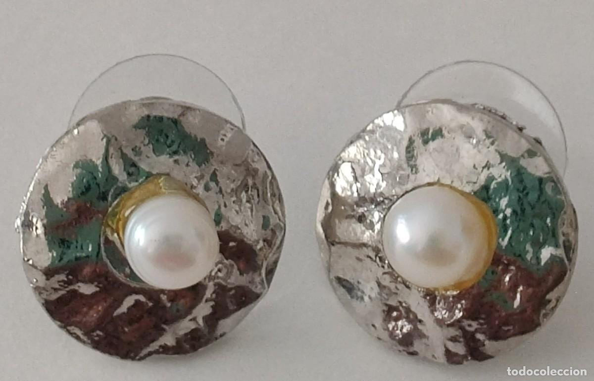 Joyeria: Pendientes. Vintage. Perla y acero. - Foto 1