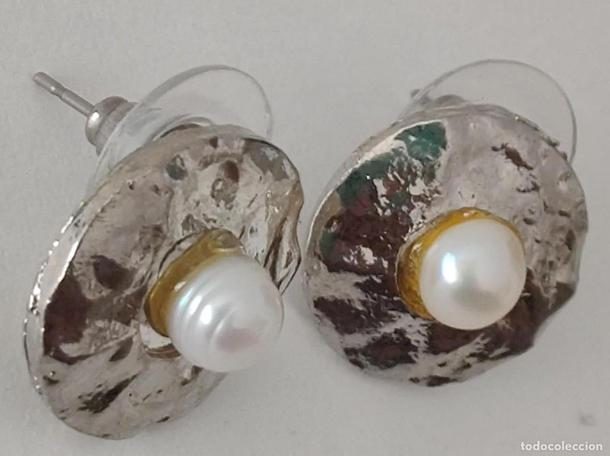 Joyeria: Pendientes. Vintage. Perla y acero. - Foto 3