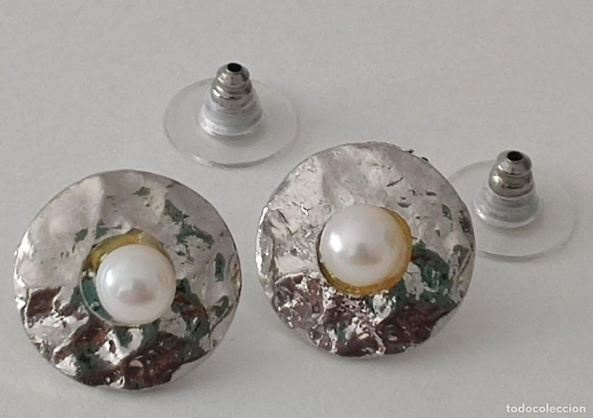 Joyeria: Pendientes. Vintage. Perla y acero. - Foto 6