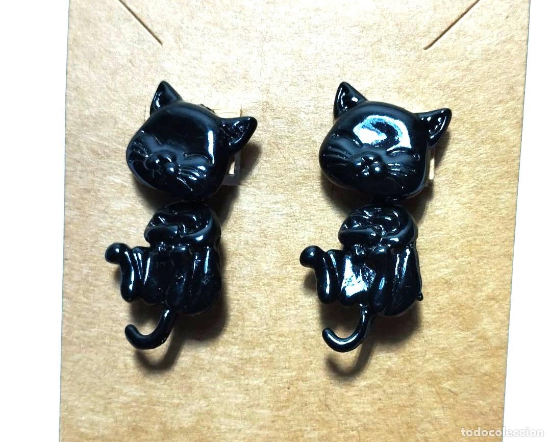 Joyeria: Pendientes gatitos negros, 2 en 1, Nuevos - Foto 1