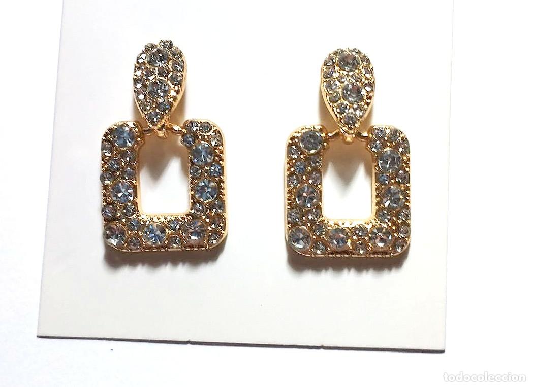 Joyeria: Pendientes color oro con cristal, Nuevos - Foto 1