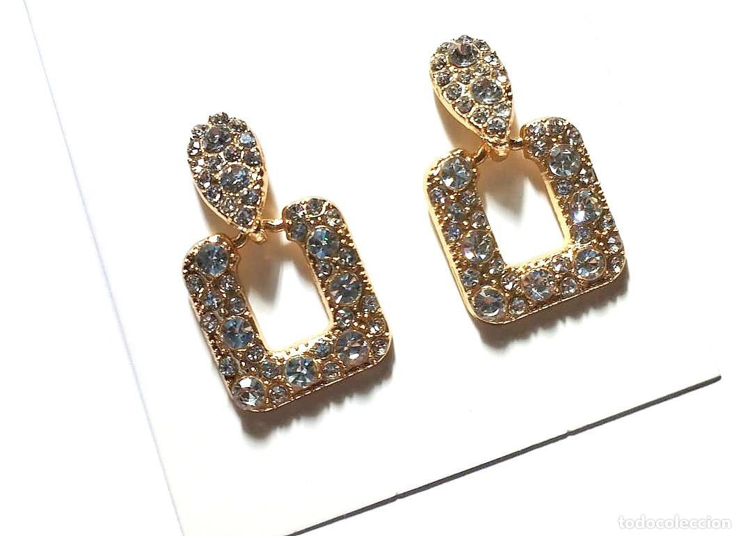 Joyeria: Pendientes color oro con cristal, Nuevos - Foto 2