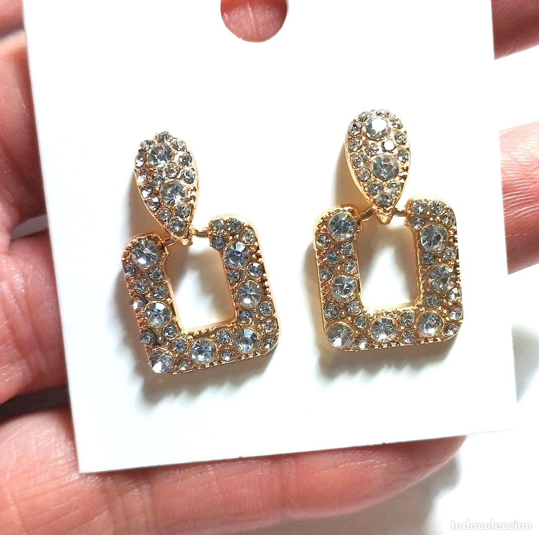 Joyeria: Pendientes color oro con cristal, Nuevos - Foto 3