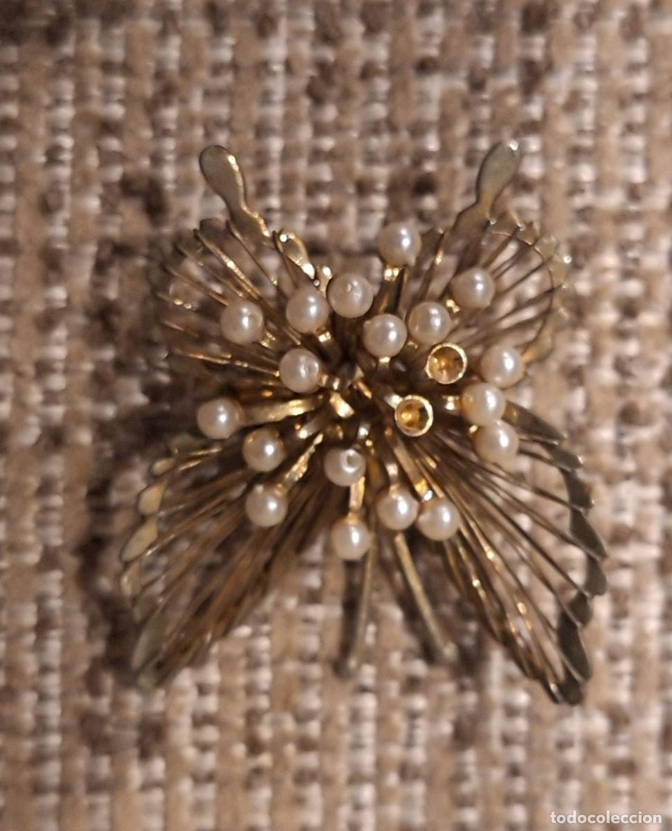 Joyeria: Broche de bisuter&iacute;a en forma de mariposa con perlitas - Foto 1