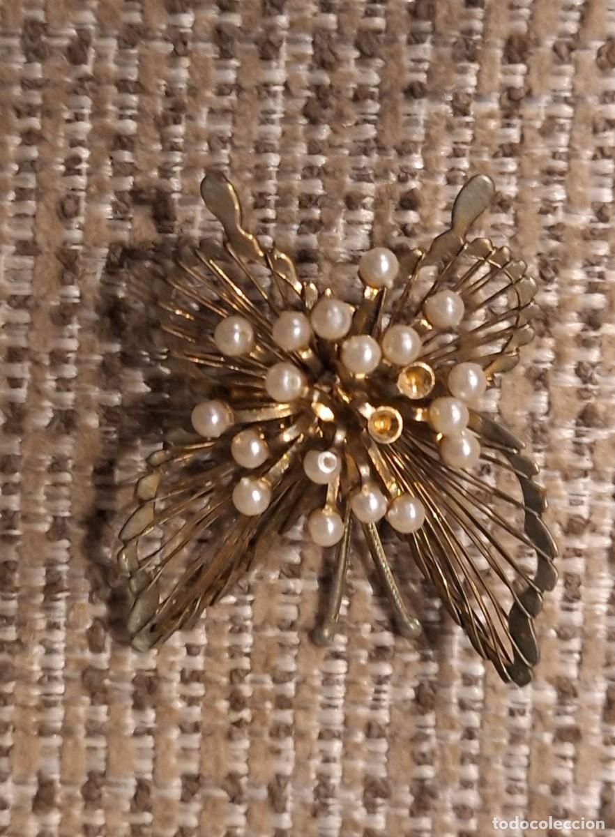 Joyeria: Broche de bisuter&iacute;a en forma de mariposa con perlitas - Foto 3