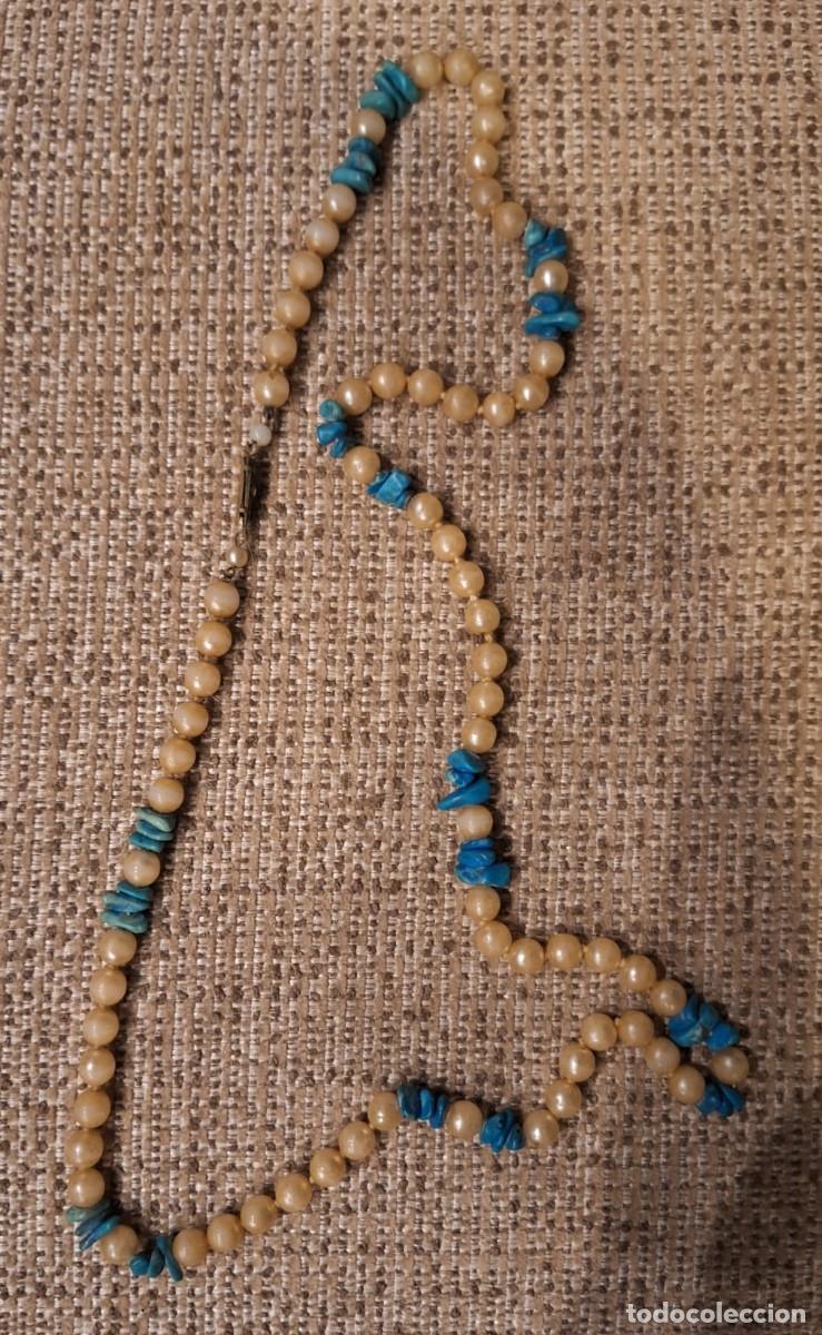 Joyeria: Collar de bisuter&iacute;a con perlas y turquesas &ndash; 82 cm - Foto 1