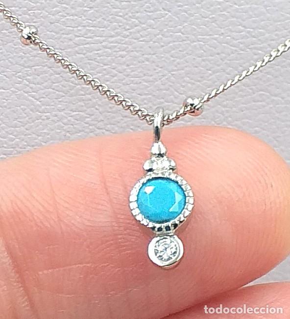 Joyeria: Gargantilla chat&oacute;n turquesa, Plata Ley, 45cm - Foto 1