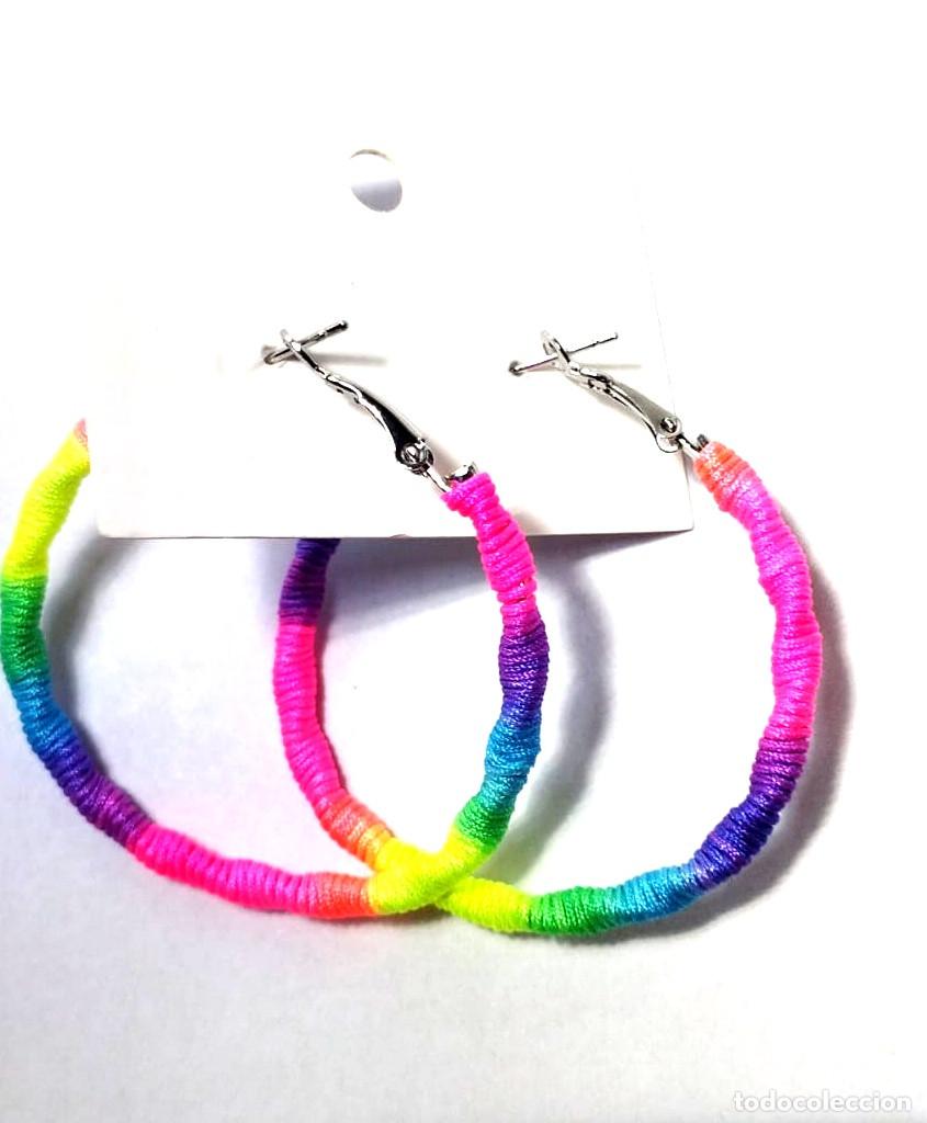 Joyeria: Pendientes de aro multicolor, di&aacute;metro 5.1 cm, Nuevos - Foto 4