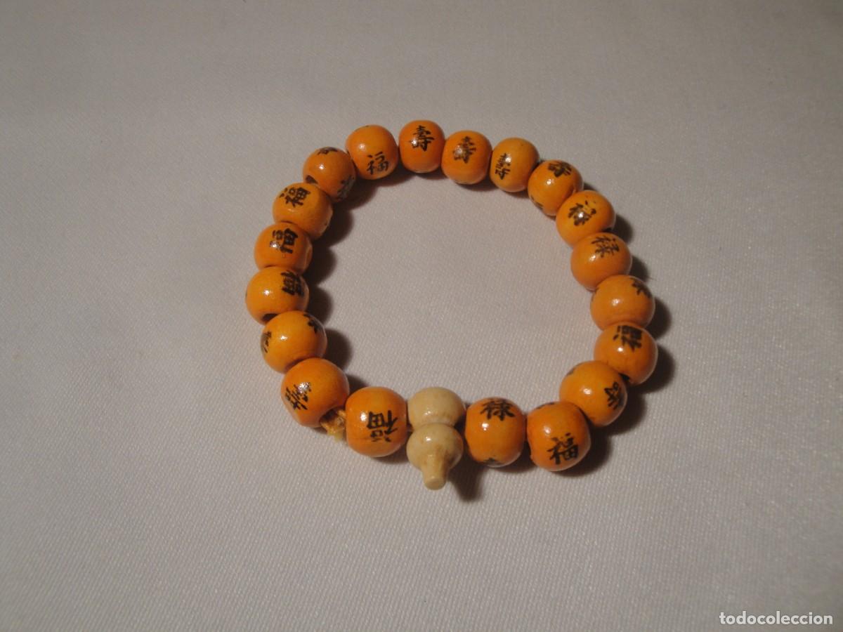 Joyeria: Pulsera el&aacute;stica con bolas madera color naranja. Nueva. - Foto 2