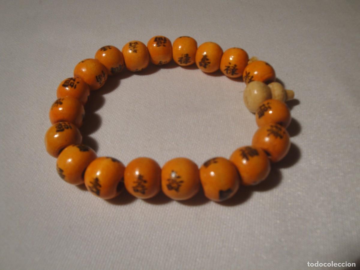 Joyeria: Pulsera el&aacute;stica con bolas madera color naranja. Nueva. - Foto 4
