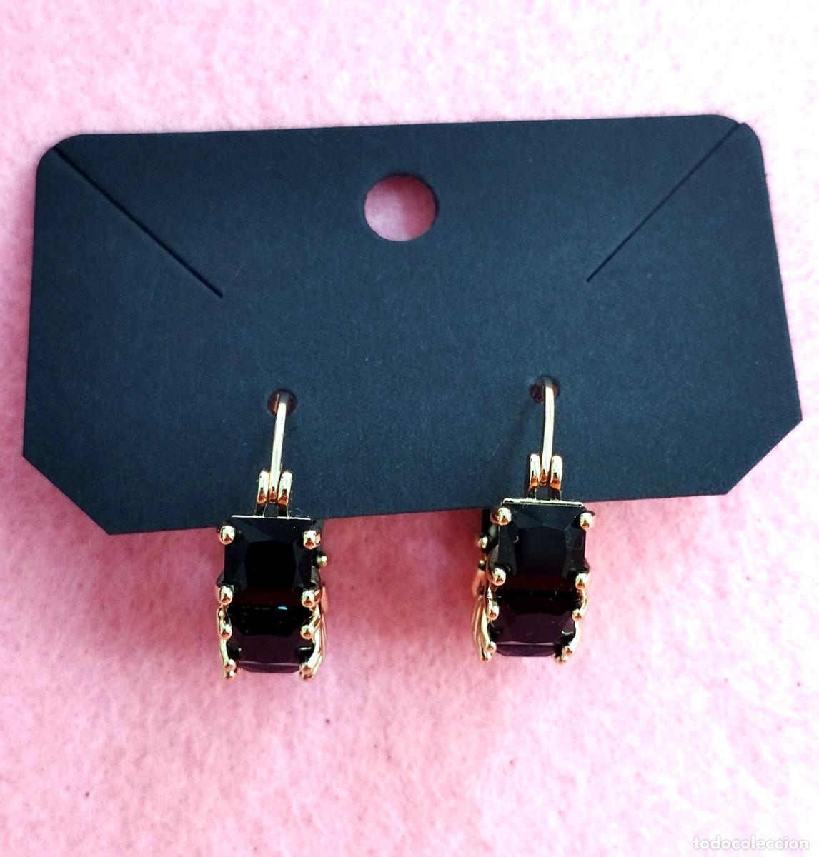 Joyeria: Pendientes color oro con strass negro, Nuevos - Foto 4